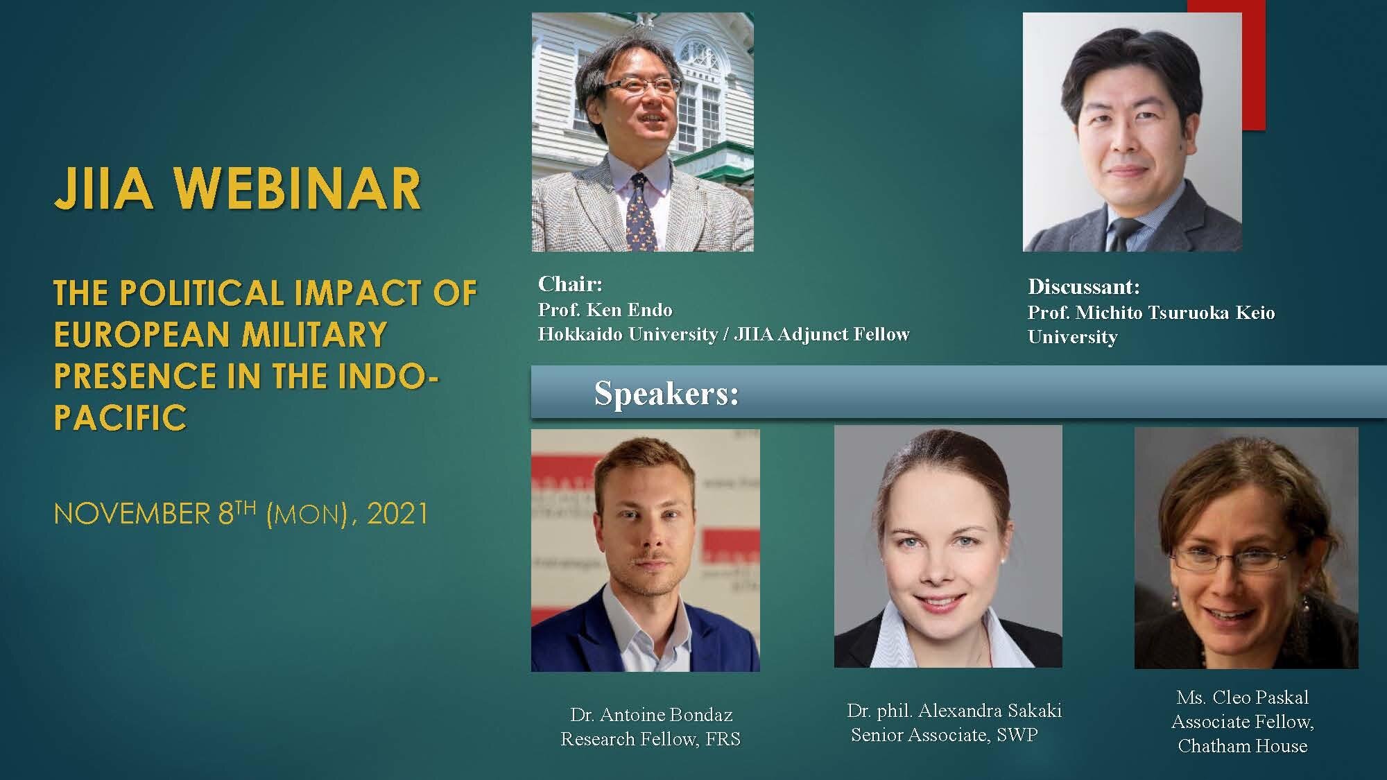 JIIA公開ウェビナー「インド太平洋における欧州軍事プレゼンスの政治的意味」